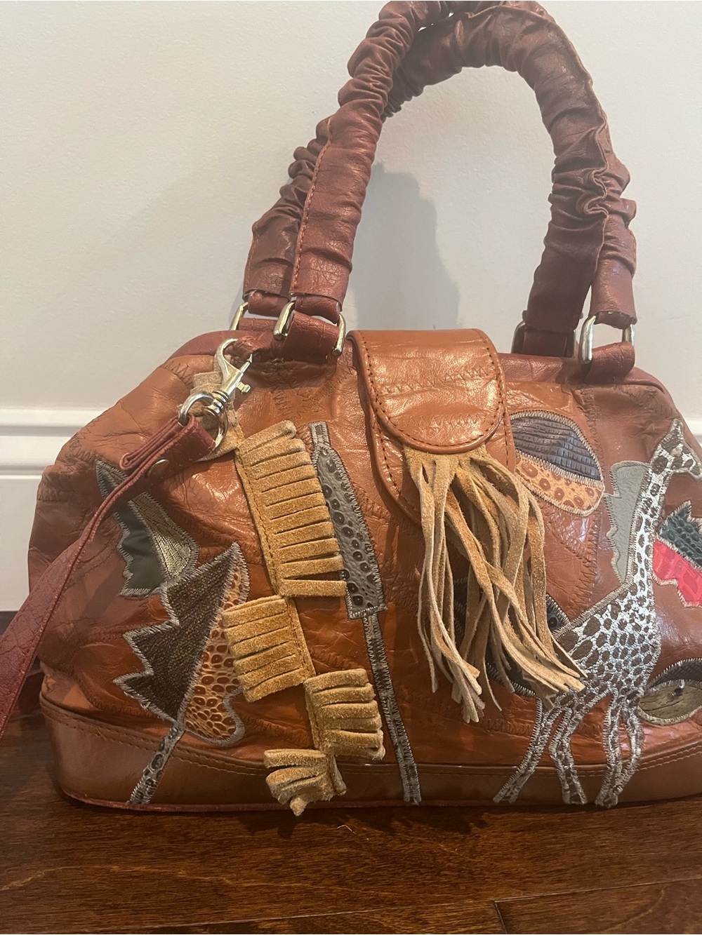 Vintage 80s Honey Bee Korea Safari Giraffe Patchwork Bag – Rare Boho Bag